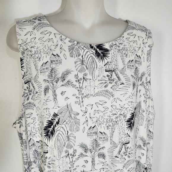 J. Jill Wearever Collection Women's Tank Top Large Palm Print Sleeveless Beach - Picture 3 of 10